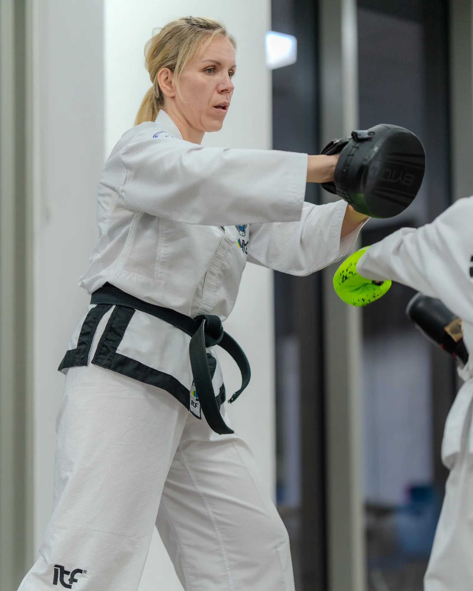 Junior martial arts student during class